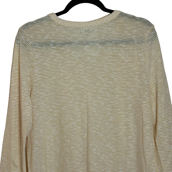 LOFT Long Sleeve Yellow/White Striped Button Down Tie Hem Top - Picture 5 of 10